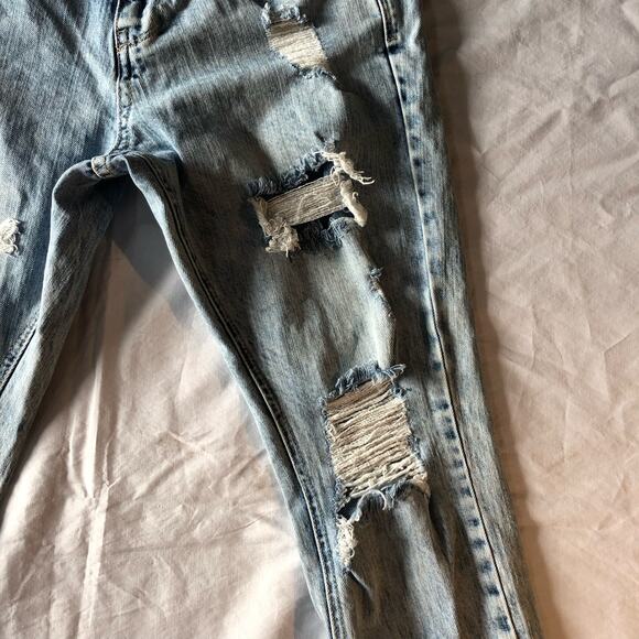 Men's Empyre stonewashed distressed skinny 5 pocket jeans 28x27 - Picture 3 of 6